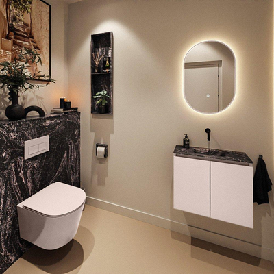 MONDIAZ TURE-DLUX 60cm toiletmeubel Rosee. EDEN wastafel Lava positie midden. Zonder kraangat.