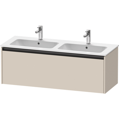 Duravit Ketho 2 wastafelonderbouwkast met 1 lade voor dubbele wastafel 128x48x44cm met greep antraciet taupe supermat