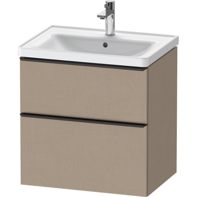 Duravit D-Neo wastafelonderkast 63.4x62.5x45.2cm 2 lades Linnen Mat