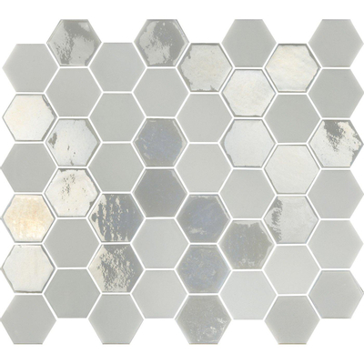 The Mosaic Factory Valencia mozaïektegel 4.3x4.9x0.5cm hexagon voor wand en vloer en voor binnen en buiten vorstbestendig glans en mat wit