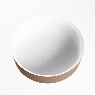 Mondiaz Coss Waskom - 36x36x13cm - rond - opbouw - Solid surface - Rust/Talc