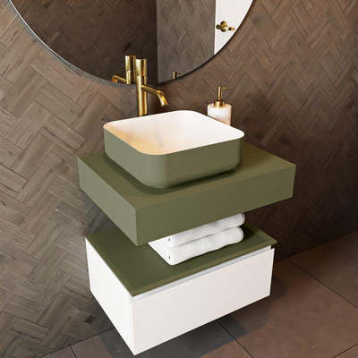 Mondiaz TOP 46 Topblad - 40x41x12cm - geschikt voor afdekplaat - Solid surface - Army