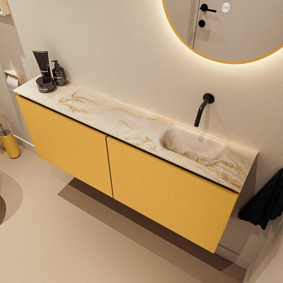 MONDIAZ TURE-DLUX 120cm toiletmeubel Ocher. EDEN wastafel Frappe positie rechts. Zonder kraangat.