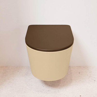 MONDIAZ LAVIE wandclosetpack - 36x53cm - diepspoel - rimless - Sand (beige) - softclose - quick-release - toiletzitting - Rust (rood)