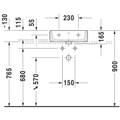 Duravit Vero Air Fontein - 45x35cm - opbouw - 1 kraangat - met overloop - geslepen - wit