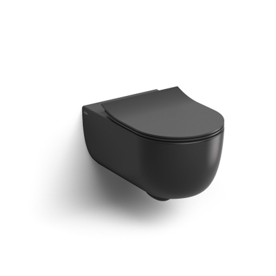 Clou Hammock randloze wandtoilet 37x56cm dunne zitting Keramiek Zwart mat