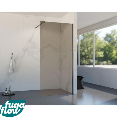 FugaFlow Eccelente Vetro inloopdouche badkamer - 30x200cm - rookglas - wandarm - gunmetal