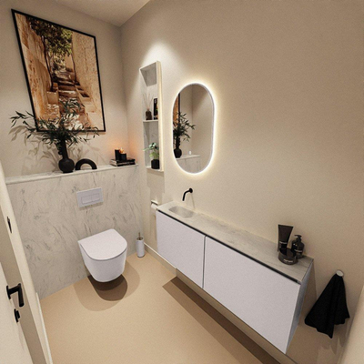 MONDIAZ TURE-DLUX 120cm toiletmeubel Cale. EDEN wastafel Opalo positie links. Zonder kraangat.