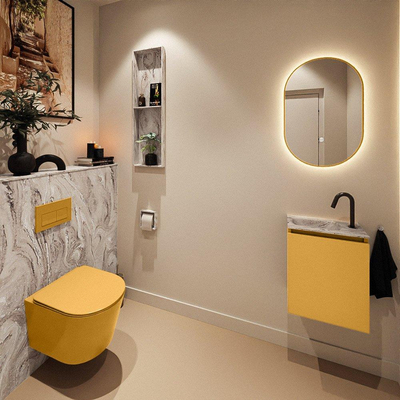 MONDIAZ TURE-DLUX 40cm toiletmeubel Ocher. EDEN wastafel Glace positie links. Met 1 kraangat.