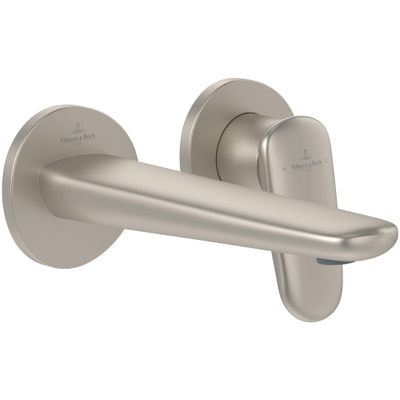 Villeroy & Boch Antao 2-gats eengreeps wandmengkraan - zonder Push-Open afvoergarnituur - Matt Brushed Nickel (RVS)