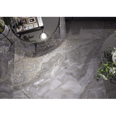 SAMPLE Cifre Cerámica Jewel Grey pulido gerectificeerd Vloer- en Wandtegel Marmer look Glans Grijs