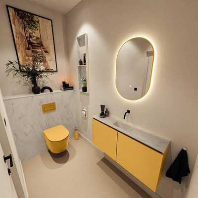 MONDIAZ TURE-DLUX 100cm toiletmeubel Ocher. EDEN wastafel Opalo positie midden. Zonder kraangat.