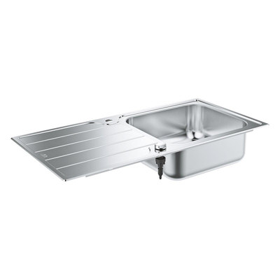 GROHE K500 spoelbak met afdruipgedeelte 1000 x 500 mm 1 bak 450 x 400 x 180 mm omkeerbaar roestvrij staal kleur RealSteel