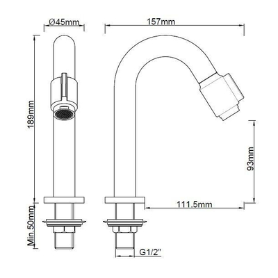 Wiesbaden Victoria luxe toiletkraan 1/2''geborsteld messing