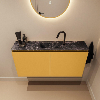 MONDIAZ TURE-DLUX 100cm toiletmeubel Ocher. EDEN wastafel Lava positie midden. Met 1 kraangat.