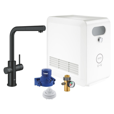 Grohe Blue Professional Keukenkraan - L-uitloop - 1-gats - filterfunctie - plat licht of bruisend water - velvet zwart