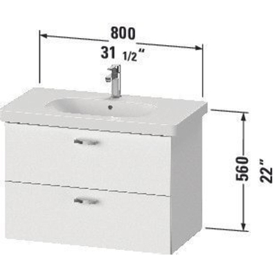 Duravit XBase Wastafelonderkast 80x45.8x56cm Standaard greep met softclose spaanplaat Grafiet Mat