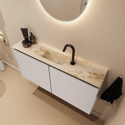 MONDIAZ TURE-DLUX 100cm toiletmeubel Linen. EDEN wastafel Frappe positie midden. Met 1 kraangat.