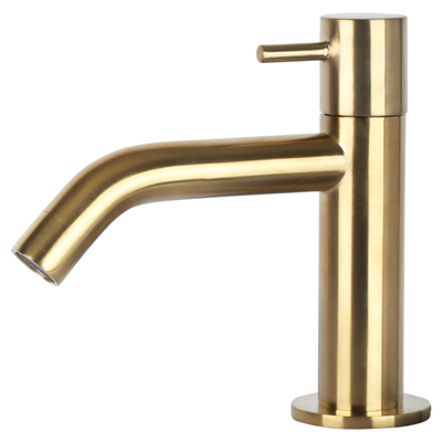 Differnz Ravo fonteinset - 38.5x18.5x9cm - Rechthoek - 1 kraangat - Gebogen matte goude kraan - beton donkergrijs