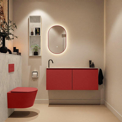 MONDIAZ TURE-DLUX 120cm toiletmeubel Fire. EDEN wastafel Opalo positie links. Met 1 kraangat.