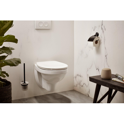 Haceka Aspen Toiletrolhouder - met klep - mat zwart