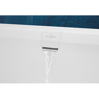 Villeroy & Boch Squaro Edge 12 kunststof bad quaryl rechthoekig vrijstaand 180x80x45cm incl. paneel en afvoer /overloopcombinatie wit