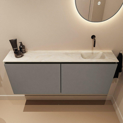 MONDIAZ TURE-DLUX 120cm toiletmeubel Smoke. EDEN wastafel Ostra positie rechts. Zonder kraangat.