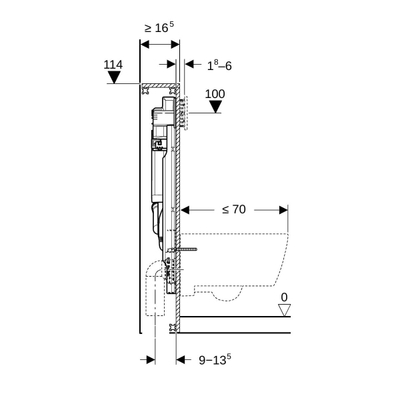 GeberitGISvoor w.-wc 114 cm met sigma12 cm geurafzuiging extern