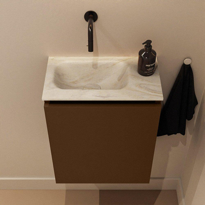 MONDIAZ TURE-DLUX 40cm toiletmeubel Rust. EDEN wastafel Ostra positie links. Zonder kraangat.