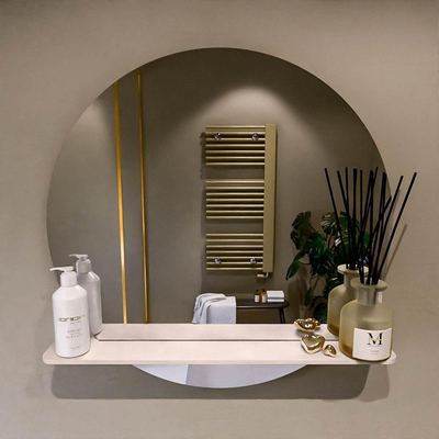 Mondiaz SPOT Badkamerspiegel - rond 70cm - spiegelplanchet - kleur Rosee