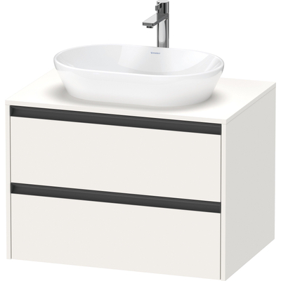 Duravit Ketho 2 wastafelonderbouwkast incl. consoleplaat met 2 laden 80x55x56.8cm met handgrepen antraciet wit supermat