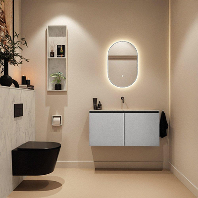 MONDIAZ TURE-DLUX 100cm toiletmeubel Plata. EDEN wastafel Opalo positie midden. Zonder kraangat.
