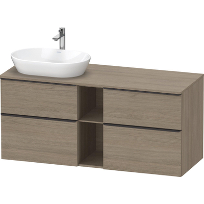 Duravit D-Neo wastafelonderkast 140x66.4x55cm 4 lades Eiken (terra) Mat