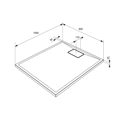 Allibert Terreno douchebak 80x100cm rechthoek Polybeton blanc