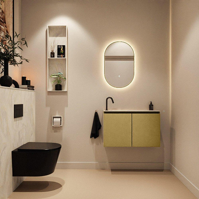 MONDIAZ TURE-DLUX 80cm toiletmeubel Oro. EDEN wastafel Ostra positie links. Met 1 kraangat.