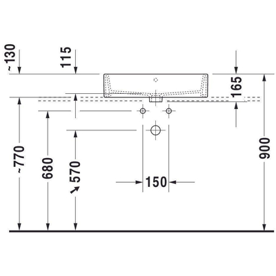 Duravit Vero Air opbouwwastafel geslepen en rugzijde geglazuurd 1 kraangat zonder overloop 60x47cm wit