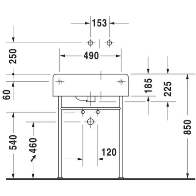 Duravit Scola wastafel bak rechts 61.5x46cm m. kraangat wit