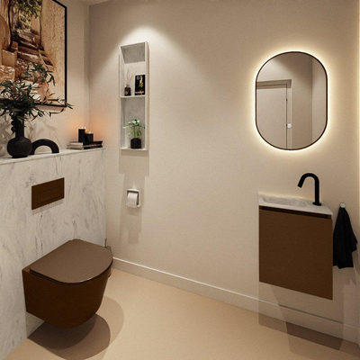 MONDIAZ TURE-DLUX 40cm toiletmeubel Rust. EDEN wastafel Opalo positie links. Met 1 kraangat.