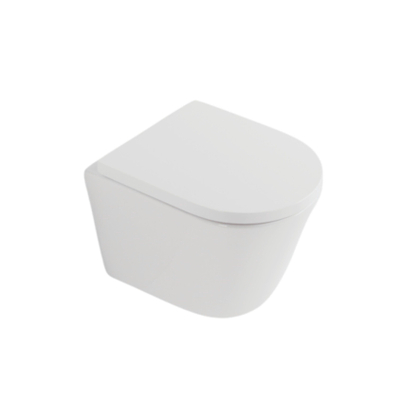 QeramiQ Dely Toiletset - 36.3x51.7cm - diepspoel - rimless - Geberit UP320 inbouwreservoir - softclose toilet zitting 35 mm - glans witte bedieningsplaat - ronde knoppen - mat wit