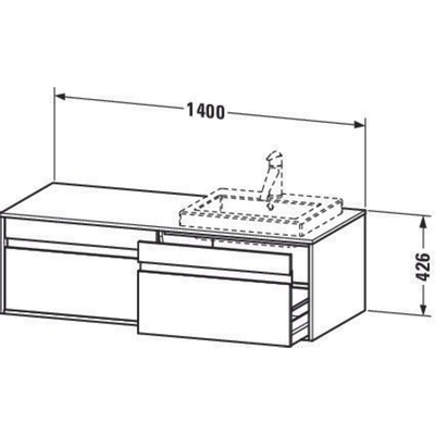 Duravit Ketho Wastafelonderkast 140x55.5x42.6cm 2 lades Standaard greep met softclose spaanplaat Grafiet Mat