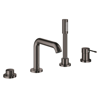 GROHE Essence New afbouwdeel voor 4-gats badrandcombinatie met omstel incl. baduitloop, handdouche en doucheslang 200cm hard graphite