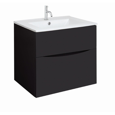 Crosswater Glide II Wastafelonderkast - 60x45x52cm - 2 lades - greeploos - Black Matt