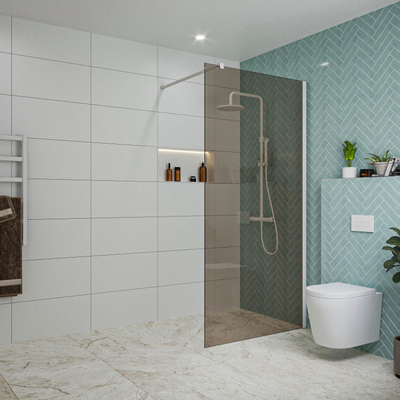 Fortifura Galeria inloopdouche - 100x200cm - rookglas - wandarm - mat wit