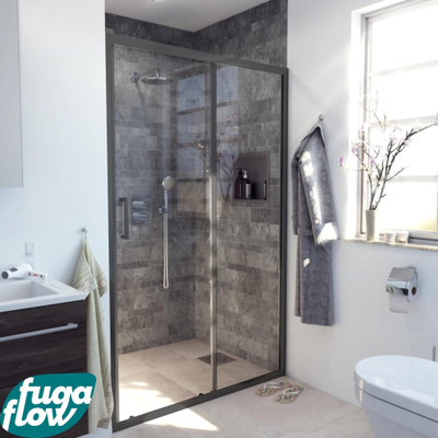 FugaFlow Efficiente Vetro Schuifdeur - 130x190cm - 6mm veiligheidsglas - alu profiel - anti kalk - mat zwart