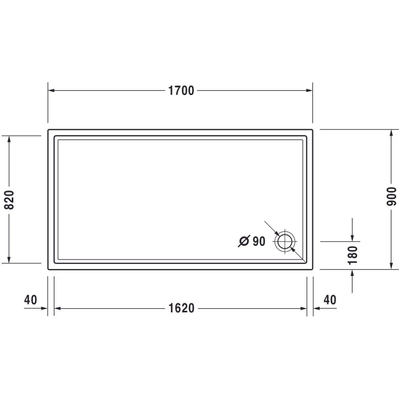 Duravit Starck Slimline douchebak acryl rechthoekig 170x90x6cm wit