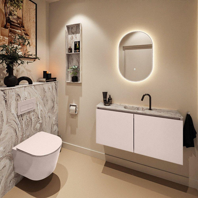 MONDIAZ TURE-DLUX 100cm toiletmeubel Rosee. EDEN wastafel Glace positie midden. Met 1 kraangat.