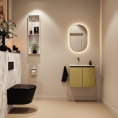 MONDIAZ TURE-DLUX 60cm toiletmeubel Oro. EDEN wastafel Glace positie links. Zonder kraangat.