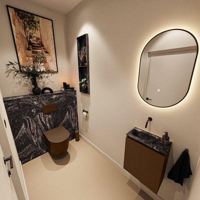 MONDIAZ TURE-DLUX 40cm toiletmeubel Rust. EDEN wastafel Lava positie links. Zonder kraangat.