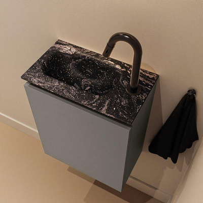 MONDIAZ TURE-DLUX 40cm toiletmeubel Smoke. EDEN wastafel Lava positie links. Met 1 kraangat.