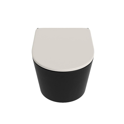 MONDIAZ LAVIE wandclosetpack - 36x53cm - diepspoel - rimless - Urban (zwart) - softclose - quick-release - toiletzitting - Linen (offwhite)